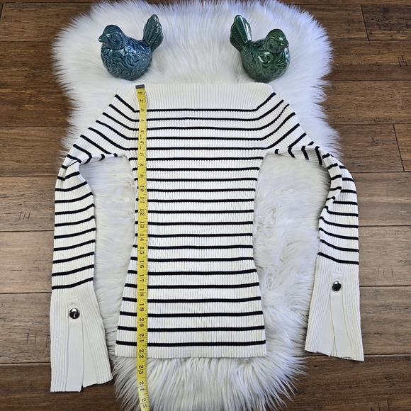 A.L.C. Anya Striped Knit Ribbed Boatneck Top Size Small - Picture 13 of 15